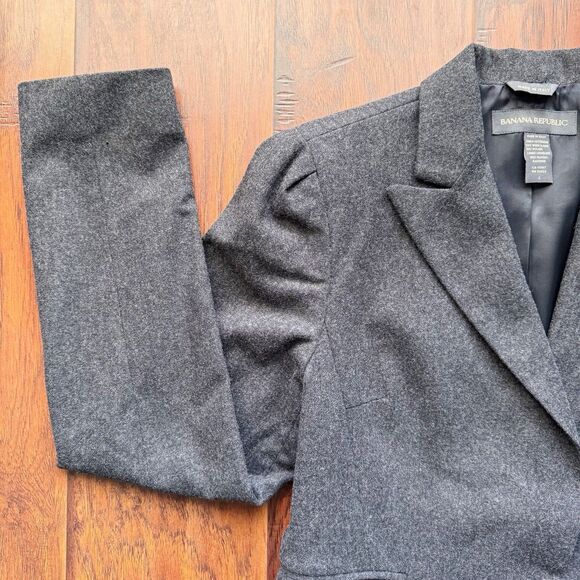 Banana Republic Blazer Women’s Sz 4 Made In Italy Grey Wool Blend Quiet Luxury - Picture 8 of 16